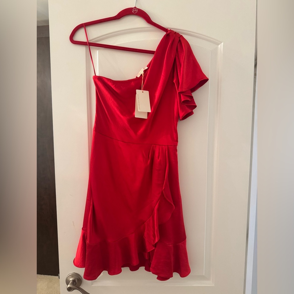NWT Skies Are Blue Red Asymmetrical Ruffled Sundress